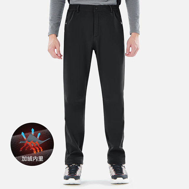 今日必买：探拓 加绒保暖防风软壳冲锋裤 PW7609 黑色