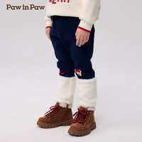 PawinPaw卡通小熊童装秋冬女宝毛绒拼接针织裤打底裤 Navy藏青色/59 90 cm