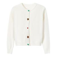 百家好 绵羊毛彩扣针织毛衣小个子秋冬开衫外套女