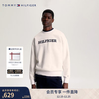 TOMMY HILFIGER 男士时尚休闲重工字母刺绣圆领宽松抓绒卫衣
