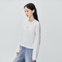 Lee 25新品标准版圆领箔印Logo设计白色女长袖T恤