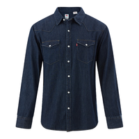 Levi's李维斯季男士宽松浅蓝色牛仔衬衫时尚简约外套 复古深蓝色 M
