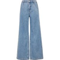 VERO MODA VEROMODA牛仔裤2025春季裤线前移设计水洗磨白阔腿牛仔裤 牛仔蓝色 2XL