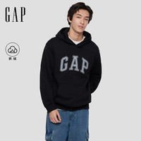 盖璞Gap男女装2025秋季LOGO抓绒宽松连帽套头卫衣休闲上衣786940 黑色 L (175/96A) 亚洲尺码