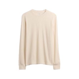 Gap LOGO华夫格长袖T恤 米色 XS