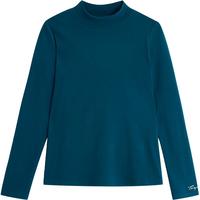 初语舒绒保暖长袖t恤女2024秋冬半高领修身创意刺绣打底衫 釉蓝色 L