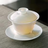 PAKCHOICE 羊脂玉瓷盖碗茶杯 300ml 白色