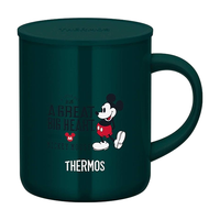 THERMOS 膳魔师 保温保冷马克杯 不锈钢马克水杯办公室咖啡杯子防尘盖日本 JDG-350DS DG 深绿色米奇 301-400mL