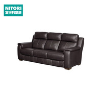 NITORI宜得利家居 家具 非电动皮沙发客厅高靠背三人位 波士顿-F 深棕色 NV70天,假日85天
