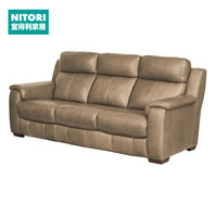 NITORI宜得利家居 家具 非电动皮沙发客厅高靠背三人位 波士顿-F SK 浅摩卡70天,假日85天