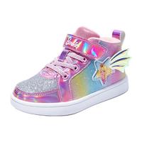 芭比童鞋儿童运动鞋2025秋冬公主加绒二棉小女孩鞋子女童板鞋 粉色5220（高帮加绒） 30码