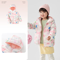 巴拉巴拉童装儿童羽绒服秋冬装男童女童外套宝宝亲子装保暖上衣潮 花园粉-连帽-白鸭绒