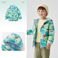 巴拉巴拉童装儿童羽绒服秋冬装男童女童外套宝宝亲子装保暖上衣潮 丛林绿-连帽-白鸭绒