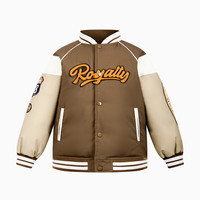 MQD童装男童羽绒服冬装儿童棒球服加绒加厚羽绒外套 咖啡