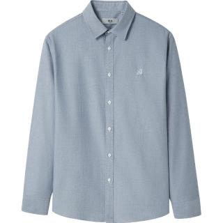 海澜之家 轻商务时尚系列长袖衬衫24春秋新绣花翻领纯棉衬衣男