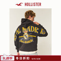 HOLLISTER 25秋冬美式保暖抓绒皇家马德里卫衣男装女装322-5146 黑色 S (175/92A)