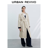 UR UR2025秋季女装气质腰带大衣呢料外套UWM150032+ 粉白 XS