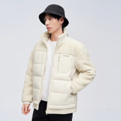 波司登 男女同款 90%绒羊羔绒拼接短款立领羽绒服 B30135710