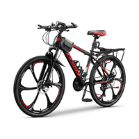 凤凰(Phoenix)山地自行车成人男女内走线越野竞赛青少年运动铝合金自行车 战神 流线铝架 六刀轮黑红 24寸【适合145-170cm】 30速