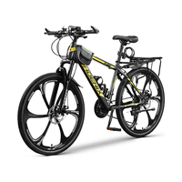 凤凰(Phoenix)山地自行车成人男女内走线越野竞赛青少年运动铝合金自行车 战神 流线铝架 六刀轮黑黄 26寸【适合155-185cm】 30速