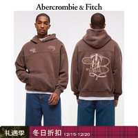 Abercrombie & Fitch美式保暖抓绒经典图案舒适套头连帽长袖卫衣25秋冬男装122-5576 棕色 L (180/108A)