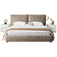 全友（QUANU）布艺床极简风麂皮绒大床双人床分区式软靠卧室家具115057 麂皮绒|熔岩软床+床头柜A*1 1800*2000