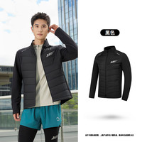 金标P棉|乔丹跑步保暖棉服男士2025冬季防泼水透气外套风衣 黑色