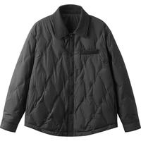 gxgjeans 衬衫式菱格设计羽绒服 黑色 L