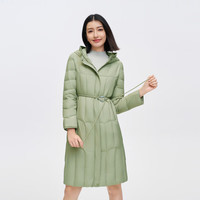 波司登2023【新品】秋冬轻薄鹅绒羽绒服女商务连帽长款B30134172 杏仁摩卡7561 155/80A体重约90斤以内