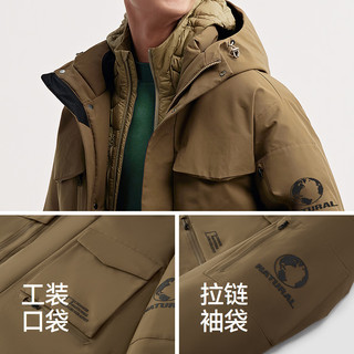 森马 地理系列羽绒服 90%绒子 焦糖棕 L