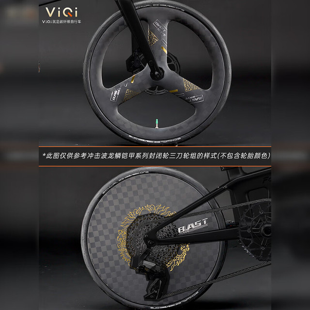 viqi 碳纤维折叠自行车 20英寸 12速 油刹速联 定制升级前三刀+后封闭碳轮组
