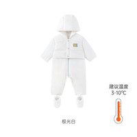 英氏（YEEHOO）儿童羽绒服秋冬加厚保暖超韧绒防湿羽绒连体衣男童 极光白【温度3-10℃】 90 cm