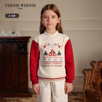 Teenie Weenie Kids小熊童装25年女童半高领绣花套头加绒卫衣 奶油色 120 cm