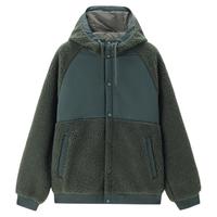 GIORDANO/佐丹奴 仿羊羔绒针梭织连帽插肩男士夹克