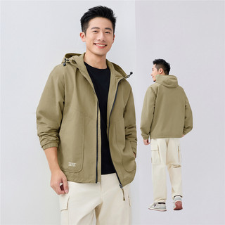 GIORDANO/佐丹奴 字母印花破骨大口袋连帽梭织男士夹克