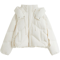 茵曼2025冬季女装泡芙连帽休闲羽绒服高充绒量鸭绒保暖外套 米白 M