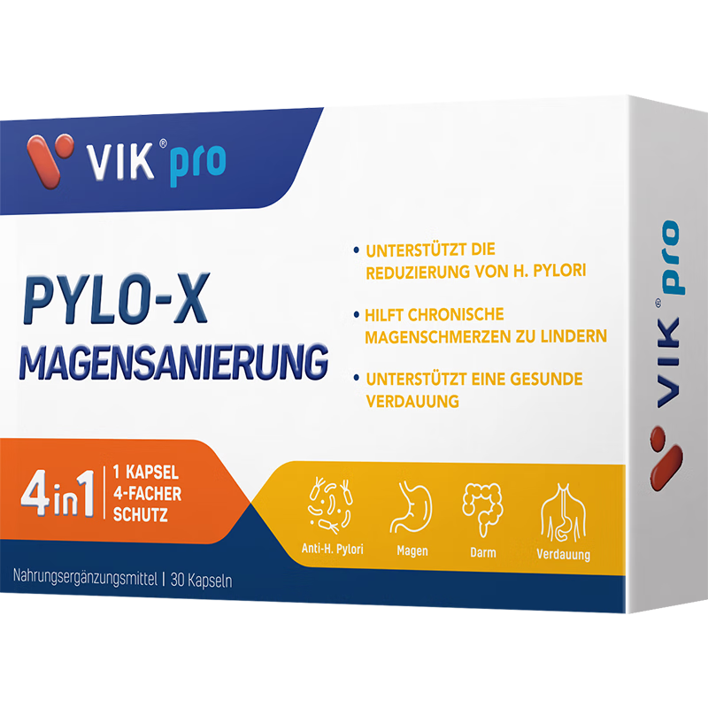 VIKpro抗清幽门养胃肠道胶囊30粒 含益生菌罗伊氏乳杆菌Pylopass成人 德国品牌