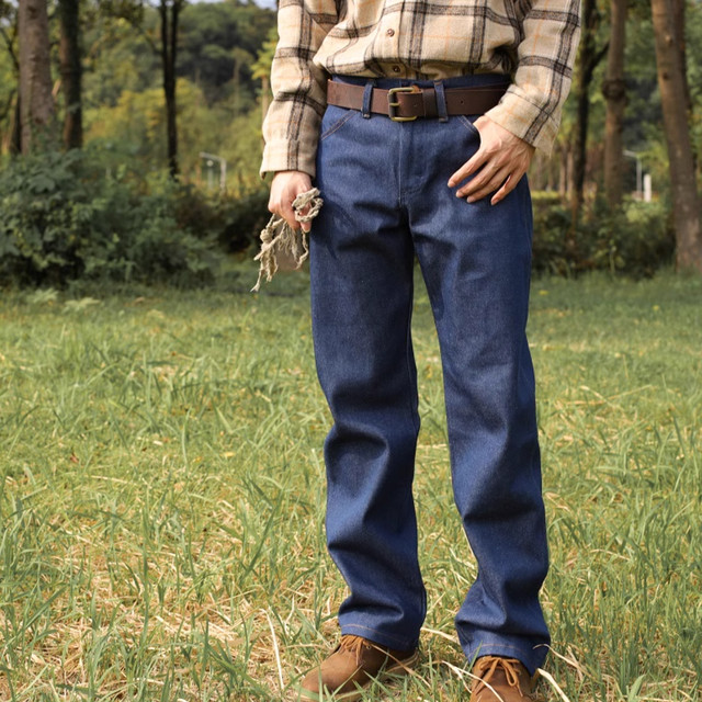 Wrangler 美式复古 原色未脱浆重磅宽松直筒牛仔裤 13MWZ
