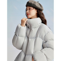 茵曼2025冬季女装云柔泡芙无胆羽绒服高充绒量鸭绒面包服外套 灰蓝色-短款 XL 166-170cm /121-130斤