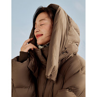 茵曼2025冬季女装云柔泡芙无胆羽绒服高充绒量鸭绒面包服外套 咖啡色-长款 S 154-160cm /91-100斤