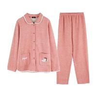 猫人睡衣女加厚加绒桑蚕丝羊毛混纺春秋女士可外穿家居服套装