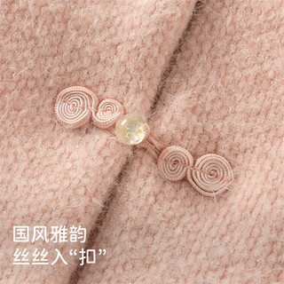 戴维贝拉（DAVE＆BELLA）童装儿童新中式棉服冬季新年宝宝棉衣雪貂绒小童外套女童衣服 灰粉色 90 cm（身高80-90cm）