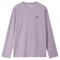 佐丹奴长袖T恤女秋冬新款纯棉提钱退休主题刺绣圆领上衣05395784 17紫色(熊猫) XL