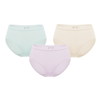 全棉时代 女士内裤女肌理中腰三角裤3条装 白露绿+微光玉紫+米白 165