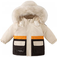 戴维贝拉（DAVE＆BELLA）抗菌儿童羽绒服加厚男童外套休闲女童上衣冬季连帽宝宝外衣 卡其色 130cm（身高120-130cm）