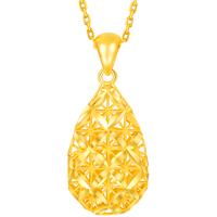 菜百首饰 黄金吊坠 足金时尚镂空水滴形吊坠 计价 约2克