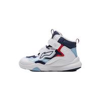 李宁 LI-NING童鞋儿童运动鞋男小童加绒保暖减震高帮休闲运动鞋28YKNT150-7 标准白/深普蓝/极光蓝-7