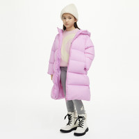 little MO&Co.蓄热 童装冬季男童女童火山岩中长款羽绒服儿童女孩 霓虹粉色 140 140/64