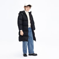 little MO&Co.蓄热 童装冬季男童女童火山岩中长款羽绒服儿童女孩 黑色2 130 130/60