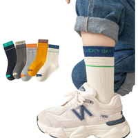 邑棉儿童袜子秋冬中筒袜新疆棉抗菌防螨大童男宝宝男孩棉袜10双ql 均码 20-22cm(适合31-34鞋码）